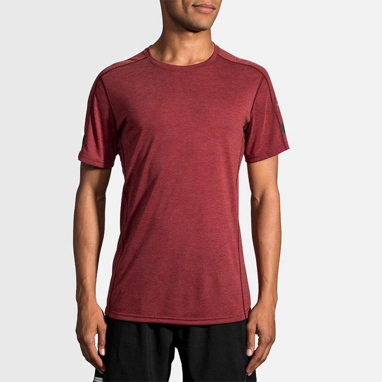 Brooks Distance Mens Short Sleeve Running Shirt Ireland Red (FDHS-51849)